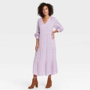 A New Day Floral Tiered Long Sleeve Maxi Dress